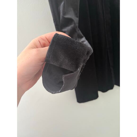 Norma Kamali Black Velvet Boyfriend Top Small Oversized Collared Long Sleeve - Picture 8 of 11